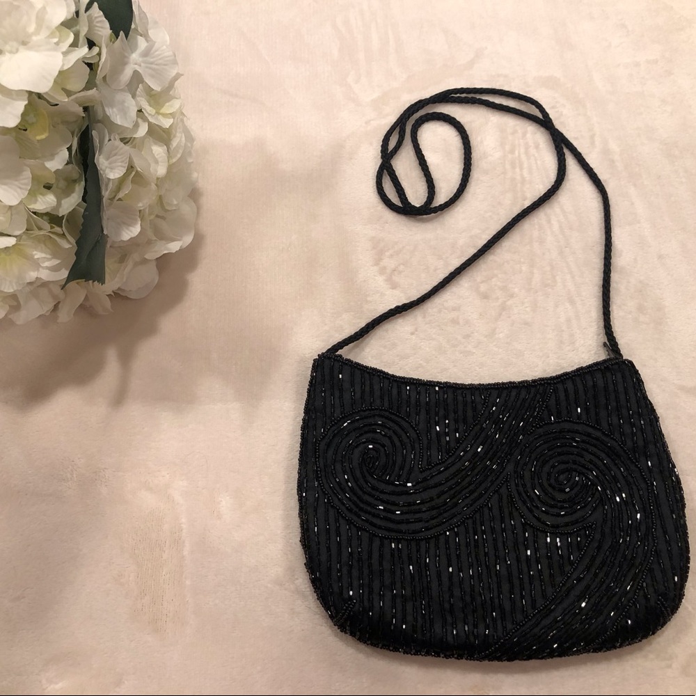 Vintage Black Beaded Evening Purse
